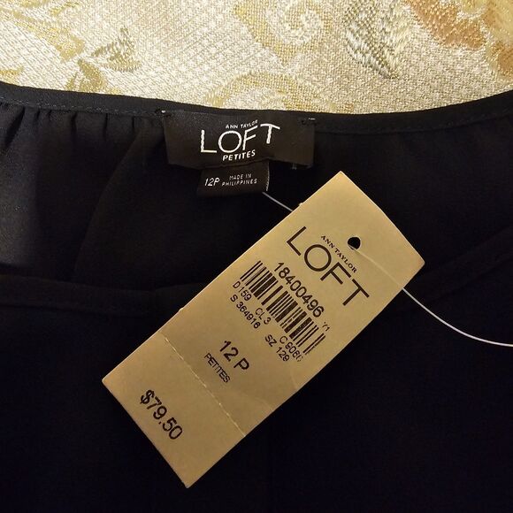 Ann Taylor LOFT Striped Romper Black White Long Sleeve Women’s 12P Petite NWT - Picture 6 of 7